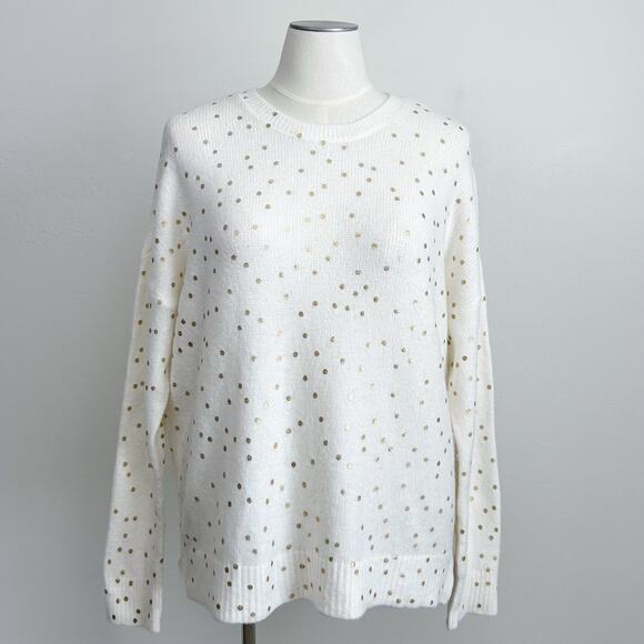 Maurices Gold Metallic Polka Dot Crewneck Knit Sweater NWT - Picture 2 of 10